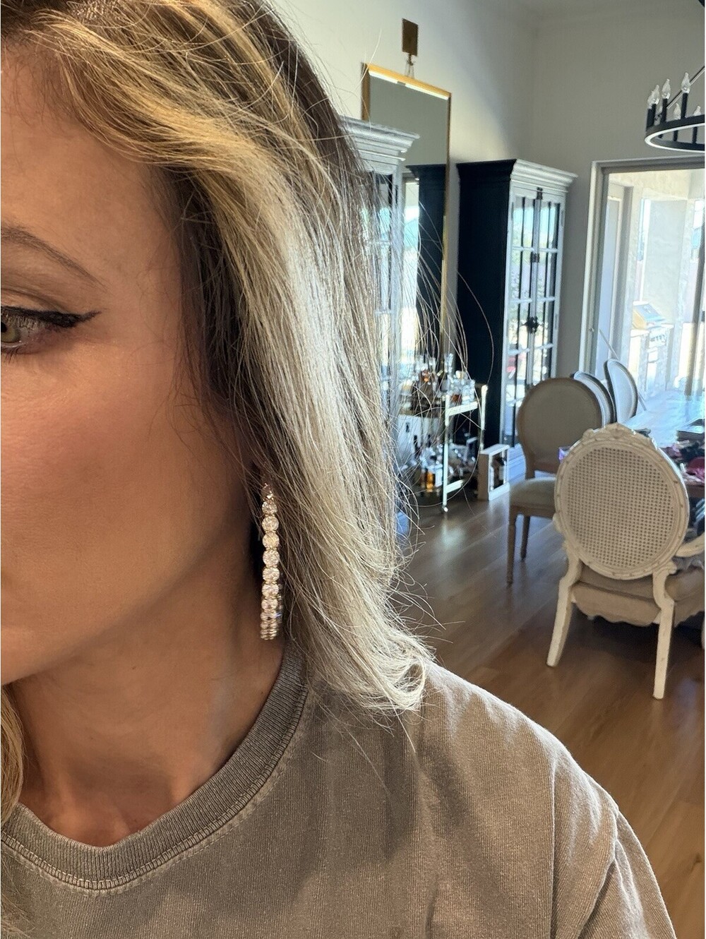 Ettika Cubic Circonia Hoop Earrings Gold FLAW Missing Stone